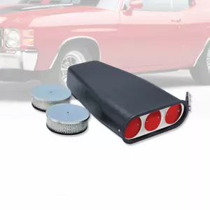Aluminum Smooth Hood Scoop Single or Dual Quad Reversible 4 Barrel Black Coated - Picture 1 of 5