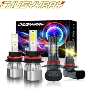 For Jeep Liberty 2002-2007 4X 9007+9140/9145 LED Headlights Bulbs + Fog Light - Picture 1 of 20