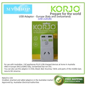 KORJO 2 Port USB & Power Plug Adaptor--Italy/Switzerland and Australia /NZ - Bild 1 von 1
