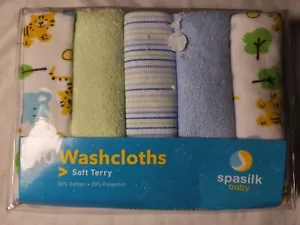 Spasilk Washcloth Wipes Set for Newborn Boys and Girls, Soft Terry Washcloth - Picture 1 of 2