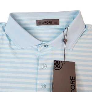 G/FORE Stripe Tech Polo Shirt Teal Blue Mens XXL Golf Performance Short Sleeve - Picture 1 of 9