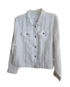 Jones New York 100% Linen Biker Motorcycle Style Jacket Natural Plus SZ XL New - Picture 1 of 10