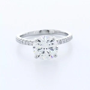 Seitenstein Verlobungsring zierlich 14K Gold 2,77 ct rund Lab-gezüchtet Diamant F VS2 - Bild 1 von 5