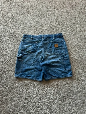 Vintage 90s Carhartt B28DST Blue Denim Workwear Shorts Size 38 Jorts Made In USA - Image 1 of 4