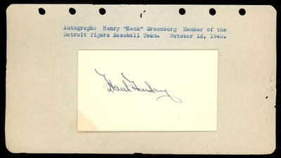 EARLY Hank Greenberg Signed 1940 Card Autograph HOF JSA Auction Letter MINT - Image 1 of 3