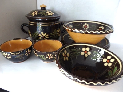 Souflenheimer Keramik Konvolut 8 Teile 2Schüsseln 2Suppentassen 3Teller 1Terrine - Bild 1 von 4