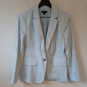 Ann Taylor 2022 Women's Blue Linen Blend One Button Blazer Size 8 - Picture 1 of 6