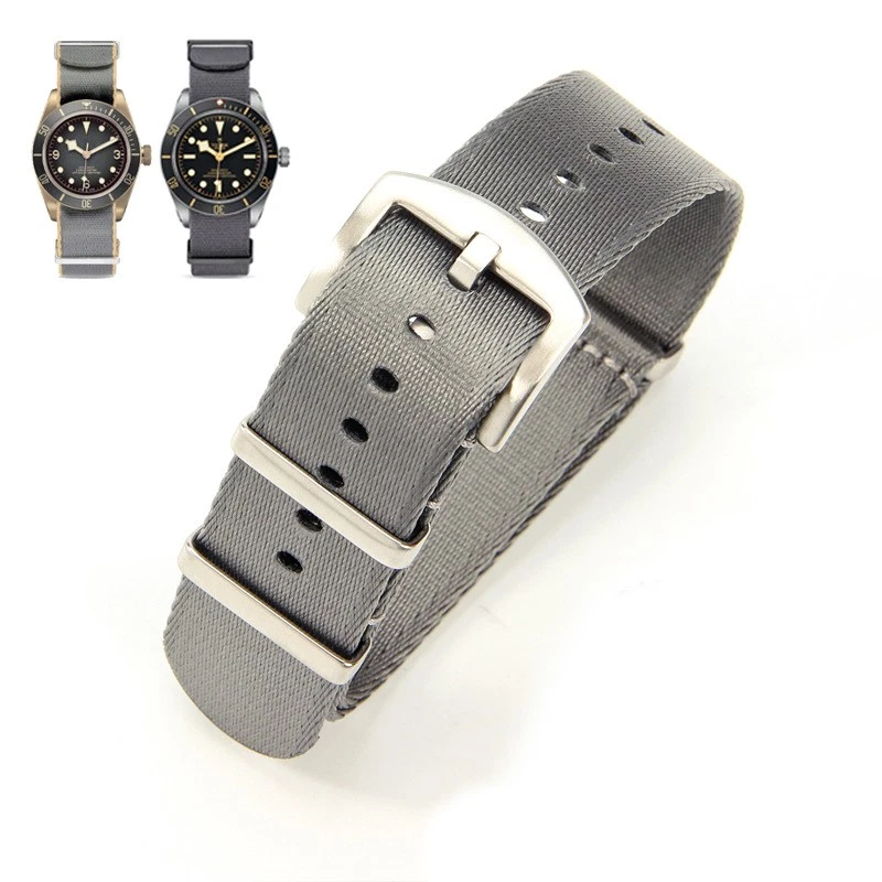 Correa de reloj de nailon de alta calidad para hombre de una sola pasada deportiva pulsera de lona 20 22 mm Foto 1 de 4