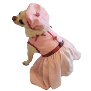 Dog Harness Dress Dog Dress Dog Puppy Clothes Chihuahua Pink Flirt XS or Med - Picture 1 of 3