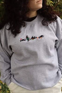 Embroidered "Christmas Cats" Hoodie or Crew Neck, Long Sleeve, Classic fit, Unis - Picture 1 of 30