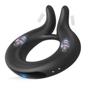 Waterproof-Vibrating-Cock-Penis-Ring-Vibrator-Stretcher-Scrotum-Stay-Hard-Longer - Picture 1 of 12
