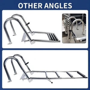 Stainless Steel 4 Step Folding Ladder Boat Pontoon Yacht Telescoping Dock Marine - Picture 1 of 9