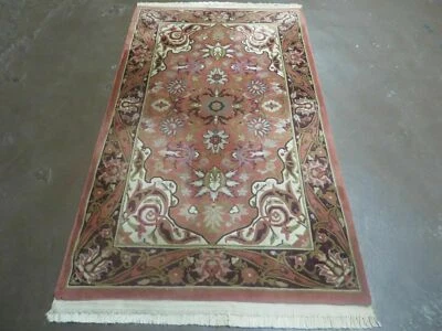 Chinese Wool Rug 3x5 Vintage Handmade Oriental Carpet Floral Medallion - Image 1 of 4