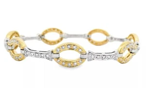 Sonia B. 14K Bracelet White & Yellow Gold Natural Diamond 7” MSRP $3,895 - Picture 1 of 6