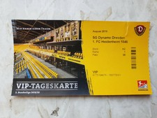 Used VIP Sammler Ticket Dynamo Dresden vs 1.FC Heidenheim 2.Bundesliga 2019/20