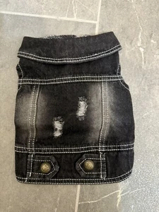 Black Denim Sleeveless Dog Vest With Snaps - For Small Dog NWT - Picture 1 of 3