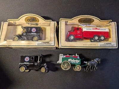 Vintage Chevron Gasoline Diecast Trucks Lot of 4 Matchbox Style Made in England - Image 1 of 4
