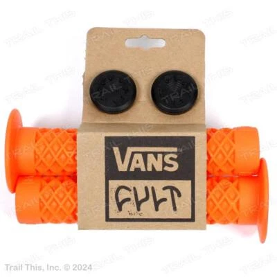 Empuñaduras de bicicleta BMX con bridas Cult X Vans con tapones finales patrón gofre 143 mm - NARANJA Foto 1 de 3