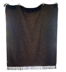 Calzeat of Scotland Fringed Throw Blanket 63x54 Brown and Black Acrylic Wool - Picture 1 of 6