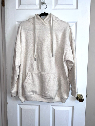 OFF WHITE Felpa con cappuccio maglione oversize AERIE Oatmeal Fuzzy taglia S