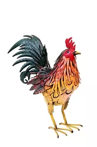Harry The Rooster Metal Painted Garden Sculpture Ornament Decoration Standing - Picture 1 of 1