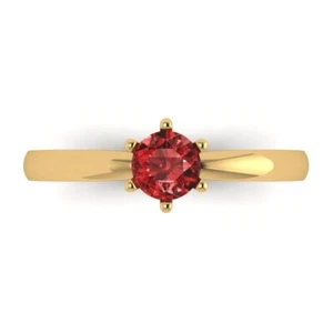 0.5 cttw Solitaire Natural Garnet Engagement Ring - 14K Solid Gold (Yellow Gold) - Picture 1 of 11