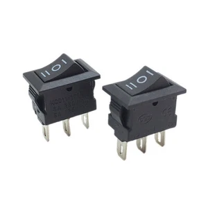 Mini Rocker Switch 3-PIN ON-OFF-ON SPDT 125VAC/6A 250VAC/3A Black 2/5/10 Pieces - Picture 1 of 5