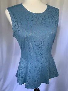Túnica BCBG Tejida Encaje Peplum Azul Pizarra, Mediana - Imagen 1 de 11