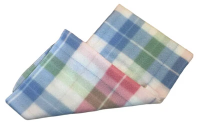 "Manta bebé REGENT pastel a cuadros polar ligera suave cálida 27"" x 27""" Foto 1 de 4