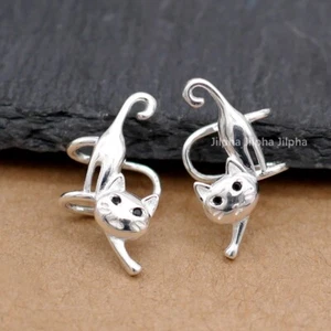 Ohrklemme Ohr Clip Ear Cuff Katze Sterling Silber 925 Ohrringe 1 Paar A4633 - Bild 1 von 9
