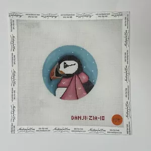 Atlantischer Winter Papageientaucher Vogel handbemalt Nadelspitze Leinwand Christine Danji ZIA10 - Bild 1 von 5