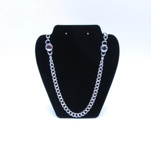 Silver Cuban Style Chain with CZ Gemstones Long and Heavy Necklace - Picture 1 of 5
