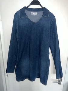 Zara Long Sleeve Mini denim Dress Size L - Picture 1 of 5