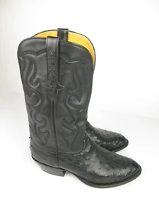 Stallion Custom Black Full-Quill Ostrich Skin Cowboy Boots 9 D - Picture 1 of 6