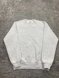 Vtg Jerzees Sweatshirt Boys XL Gray Blank Fleece Russell Crewneck Pullover USA - Picture 1 of 11