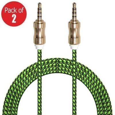 2 x 3.5mm 3ft BRAIDED Quality Stereo AUXILIARY CORD Male to Male Audio Cable - Image 1 of 4