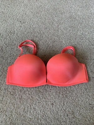 Victoria Secret Bombshell Plunge 34A Orange Strapless Add 2 Cups Push Up Bra - Image 1 of 4