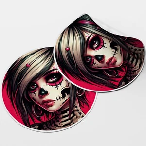Emo Girl 1 Circle Stickers - 25mm - 35mm - 50mm - 60mm Matte or Gloss - Picture 1 of 8