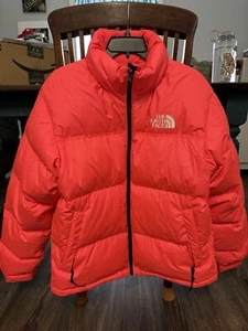 The North Face Nuptse 700 Fill Packable Jacket Neon Pink/Salmon Size MEDIUM - Picture 1 of 6