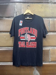 Vintage 90s Portland Trail Blazers NBA Basketball Black T-Shirt Mens Size XL - Picture 1 of 7