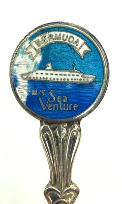 Vintage! " BERMUDA M.S. CUCHARA PLATEADA/ESMALTADA SEA VENTURE CRUISE SHIP" Foto 1 de 3