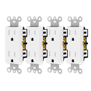 4 Pack 2-Pole 3-Wire Decorator Outlet Duplex 15 Amp Receptacle Tamper Resistant - Picture 1 of 7