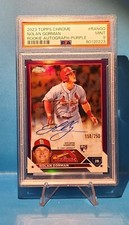 2023 Topps Chrome Purple Refractor RC Auto: NOLAN GORMAN #/250. PSA 9