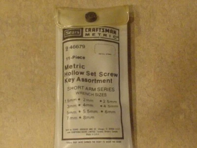 Craftsman 46679 usa 11 Piece Metric Hollow Set Screw Key Assortment 946679 USA - Image 1 of 2
