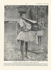 SOLOMON ISLANDS MOTHER BASKET ON HEAD VILLAGE C 1930 PHOTO ILLUSTRATION PRINT 