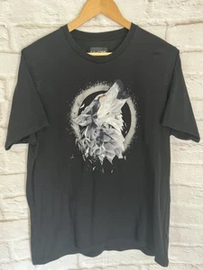 Condemned Collective Embroidered Graphic Print T Shirt Wolf Black Cotton Mens XL - Picture 1 of 11