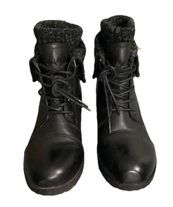 Jessica Cline Botines Negros Karson Con Cordones Imitación Cuero Suéter Forrado 9.5 - Imagen 1 de 8