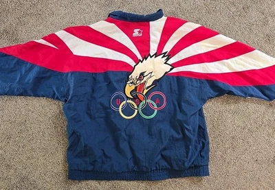 Chaqueta cortavientos vintage 1996 Starter Atlanta Olympics Team EE. UU. Eagle talla XL Foto 1 de 4