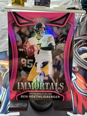 Refractor rosa Ben Roethlisberger Immortals 2025 certificado por Panini/199. Foto 1 de 2