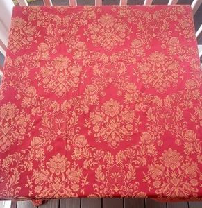 Waterford Linens Wiltshire Cotton Blend Damask Tablecloth Red / Gold 82 x 70 in - Picture 1 of 6